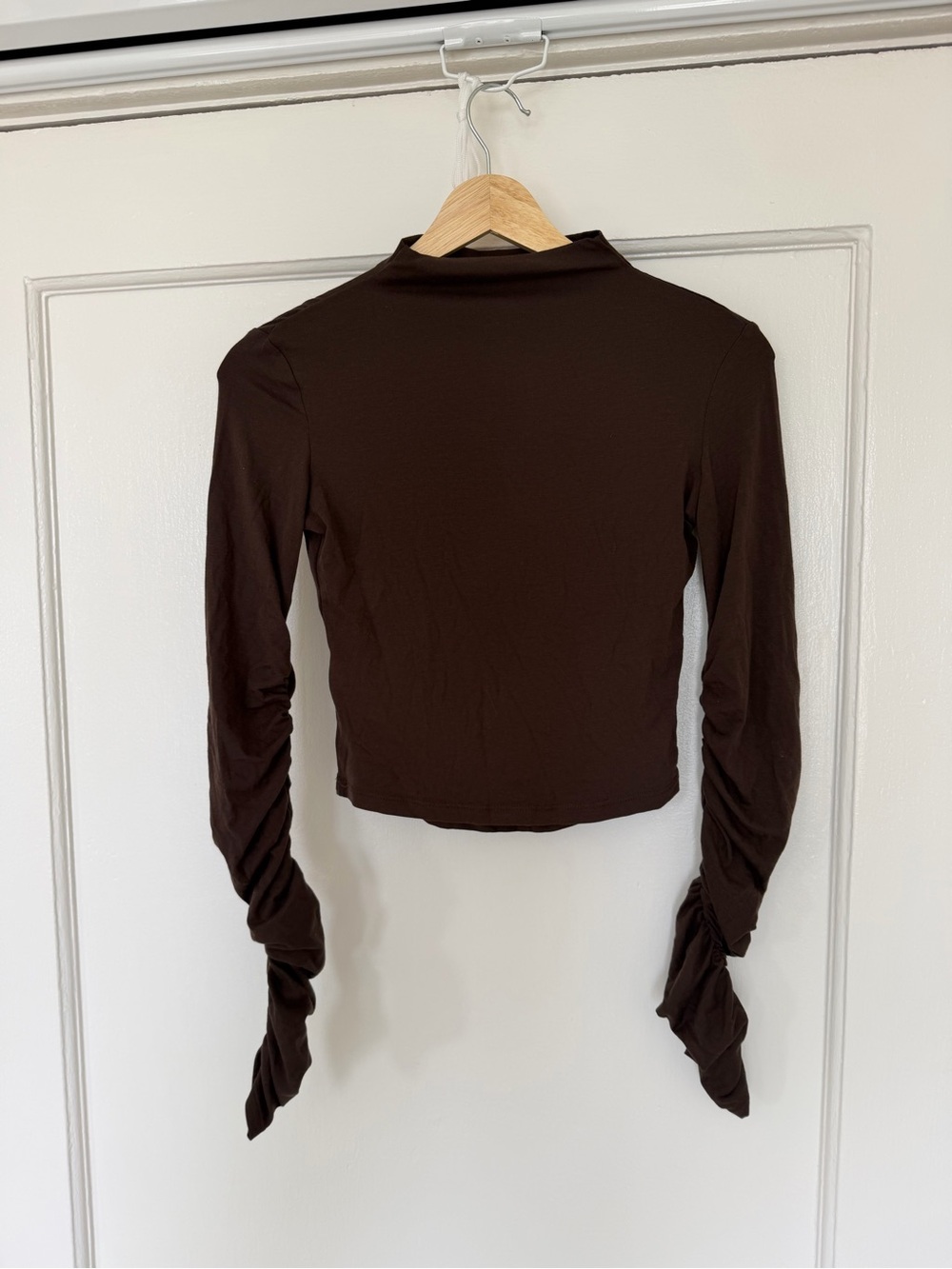 Zara Brown Long-Sleeve Ruched Top - Picture 2 of 3